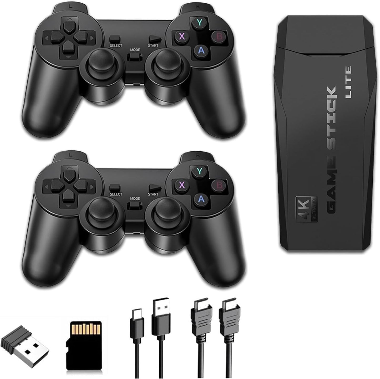 Retro Game Stick, Dual 2.4G Wireless Console, 64GB Memory 4K HDMI Output Built-in 20000+ Games with 15 Classic Emulators, Controllers Plug Play Video TV Game