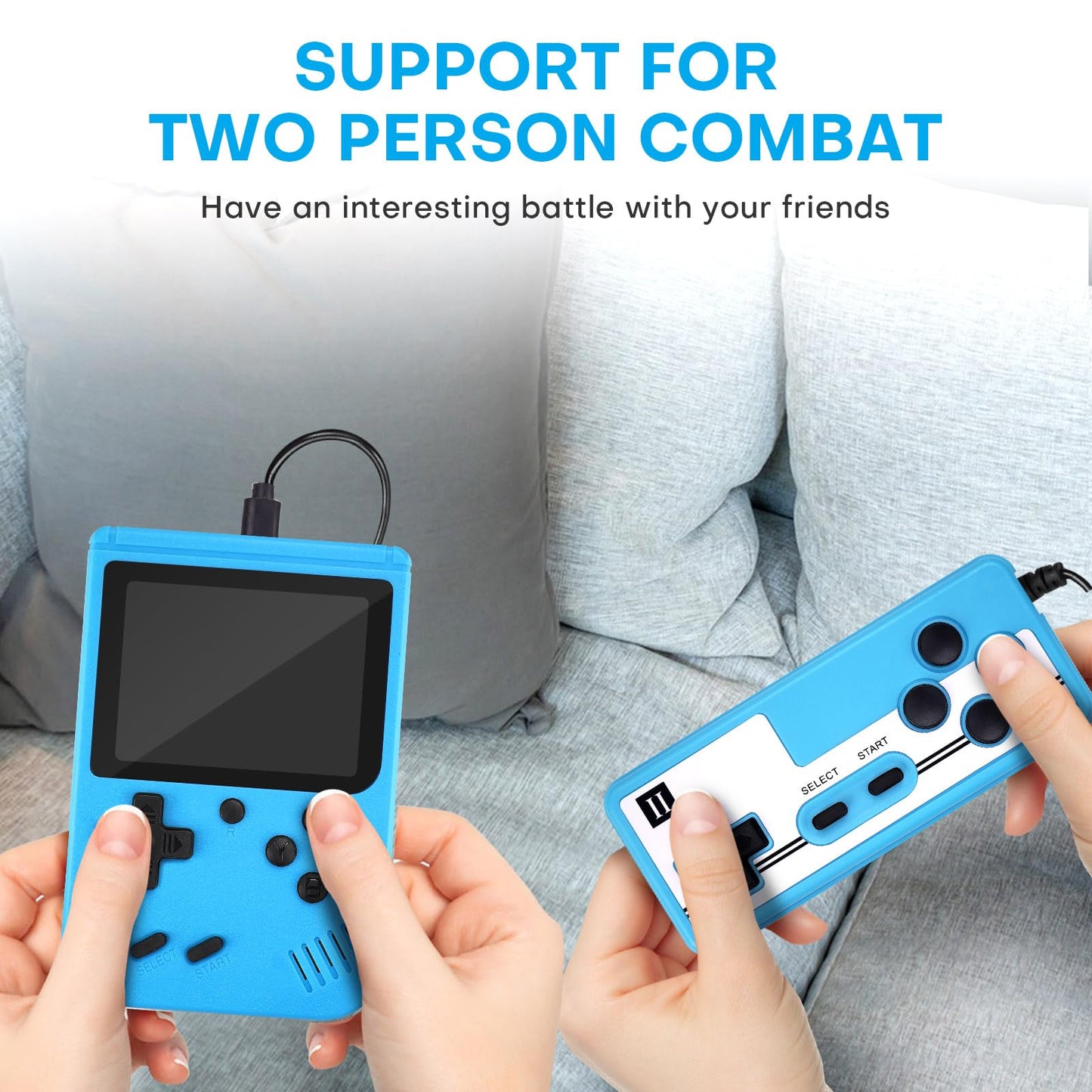 Handheld Game Console with Classical Retro Single and 2 Players, 3.0 Inch Kids Screen Portable Retro Video Game Console Support TV Connection (Blue-400 Games)…