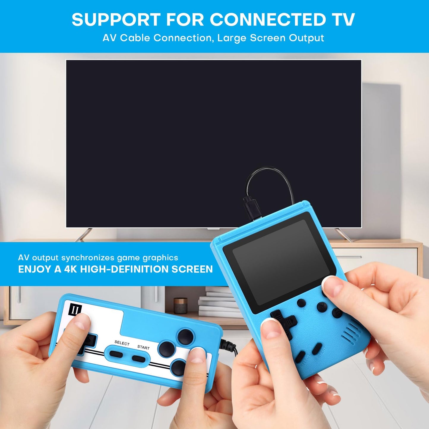 Handheld Game Console with Classical Retro Single and 2 Players, 3.0 Inch Kids Screen Portable Retro Video Game Console Support TV Connection (Blue-400 Games)…