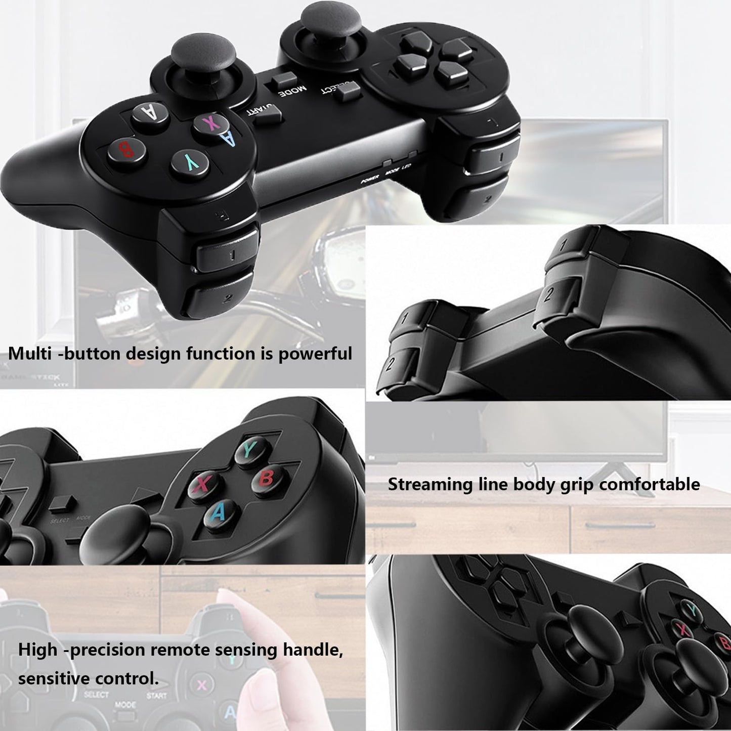 Retro Game Stick, Dual 2.4G Wireless Console, 64GB Memory 4K HDMI Output Built-in 20000+ Games with 15 Classic Emulators, Controllers Plug Play Video TV Game